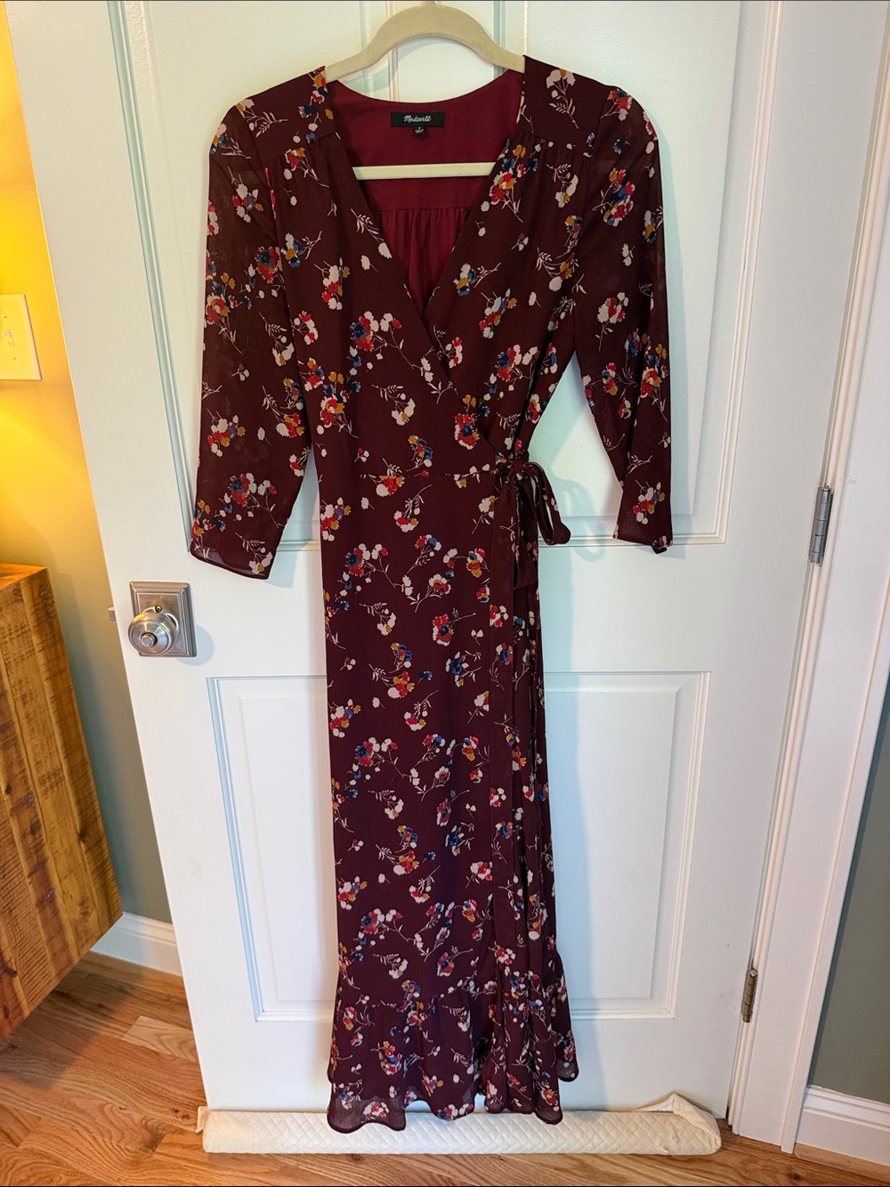 Madewell Burgundy Floral Wrap Maxi Dress
